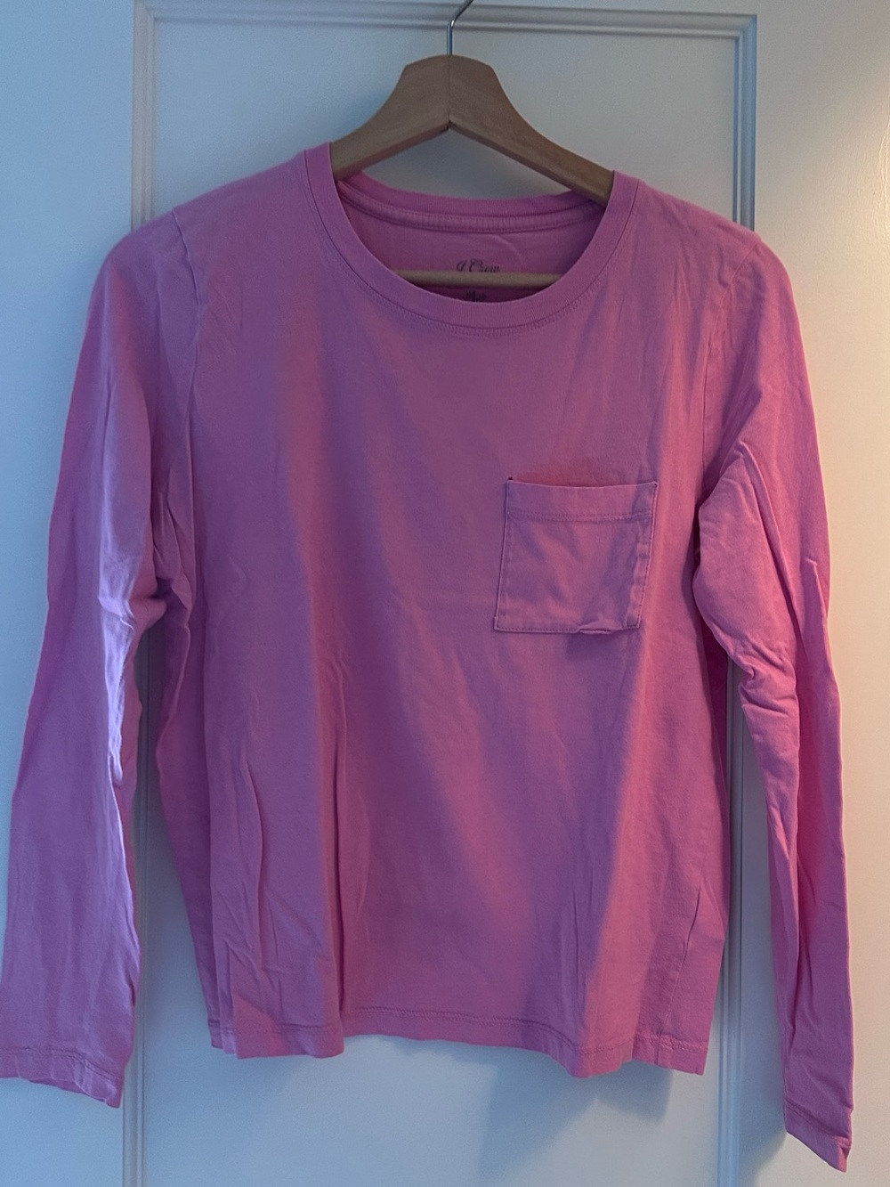 J. Crew Long-Sleeve Pocket Tee - Bright Pink